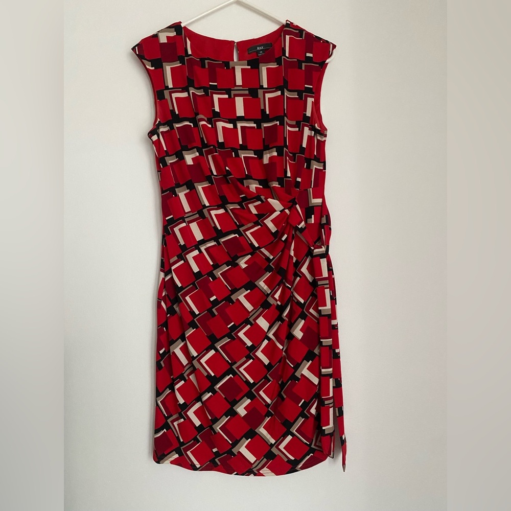 Geometric Red and Black Women's Dress